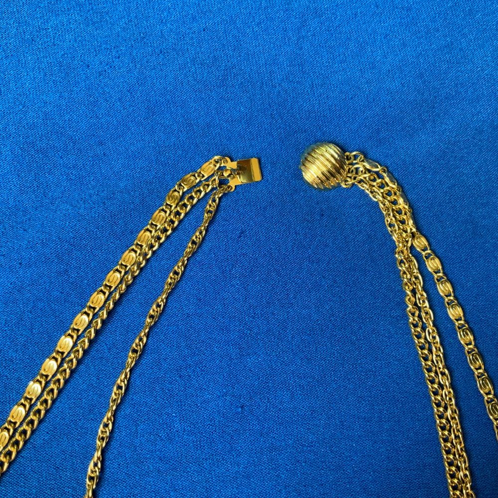 Gold Toned Three Chain and Pendant Necklace - Picture 5 of 7